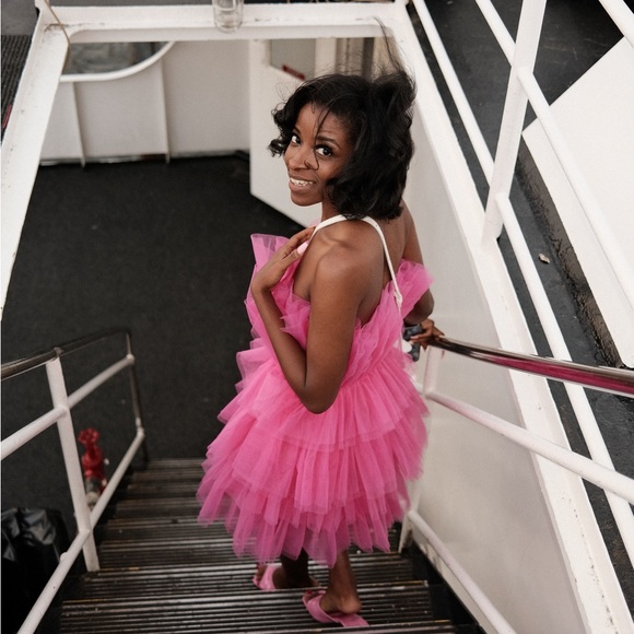 Pink Ruffled Mini Dress - Picture 3 of 4